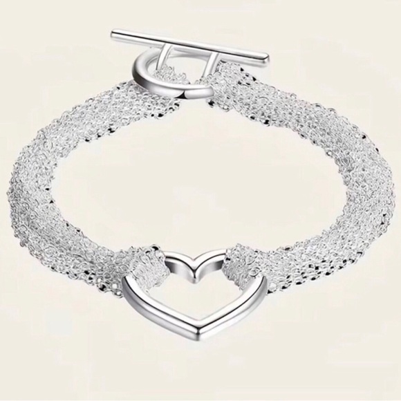 Jewelry - Sterling Silver Heart Toggle Bracelet